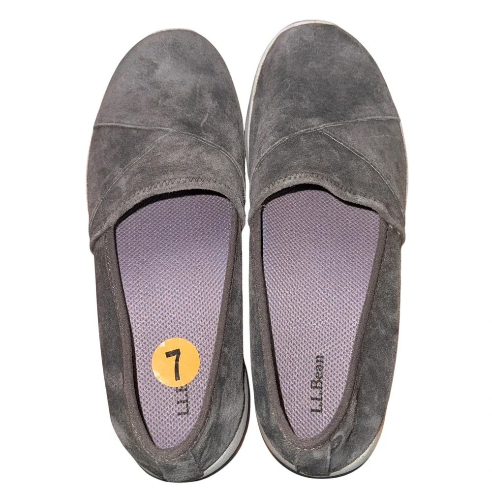 NEW L.L. Bean Back Cove Stretch Womens 7M Grey Suede Nubuck Walking Shoes 510584